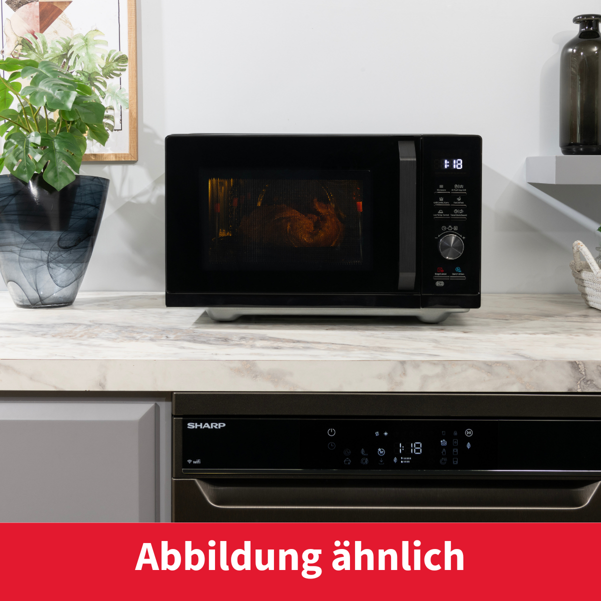 SHARP RCA271TB, Mikrowelle mit Grill und Heißluft (900 Watt, Grillfunktion, Heißluftfunktion)