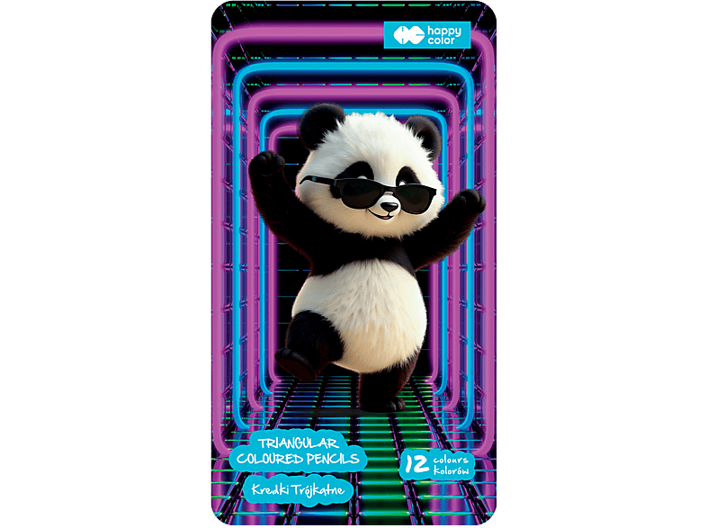 Kredki ołówkowe HAPPY COLOR Metal box Panda 12 kolorów