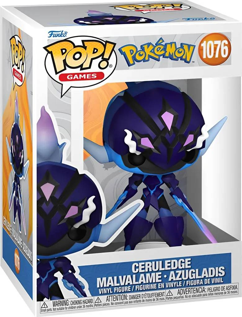 Una figura de vinilo Funko Pop de Ceruledge en una caja de Pokémon.