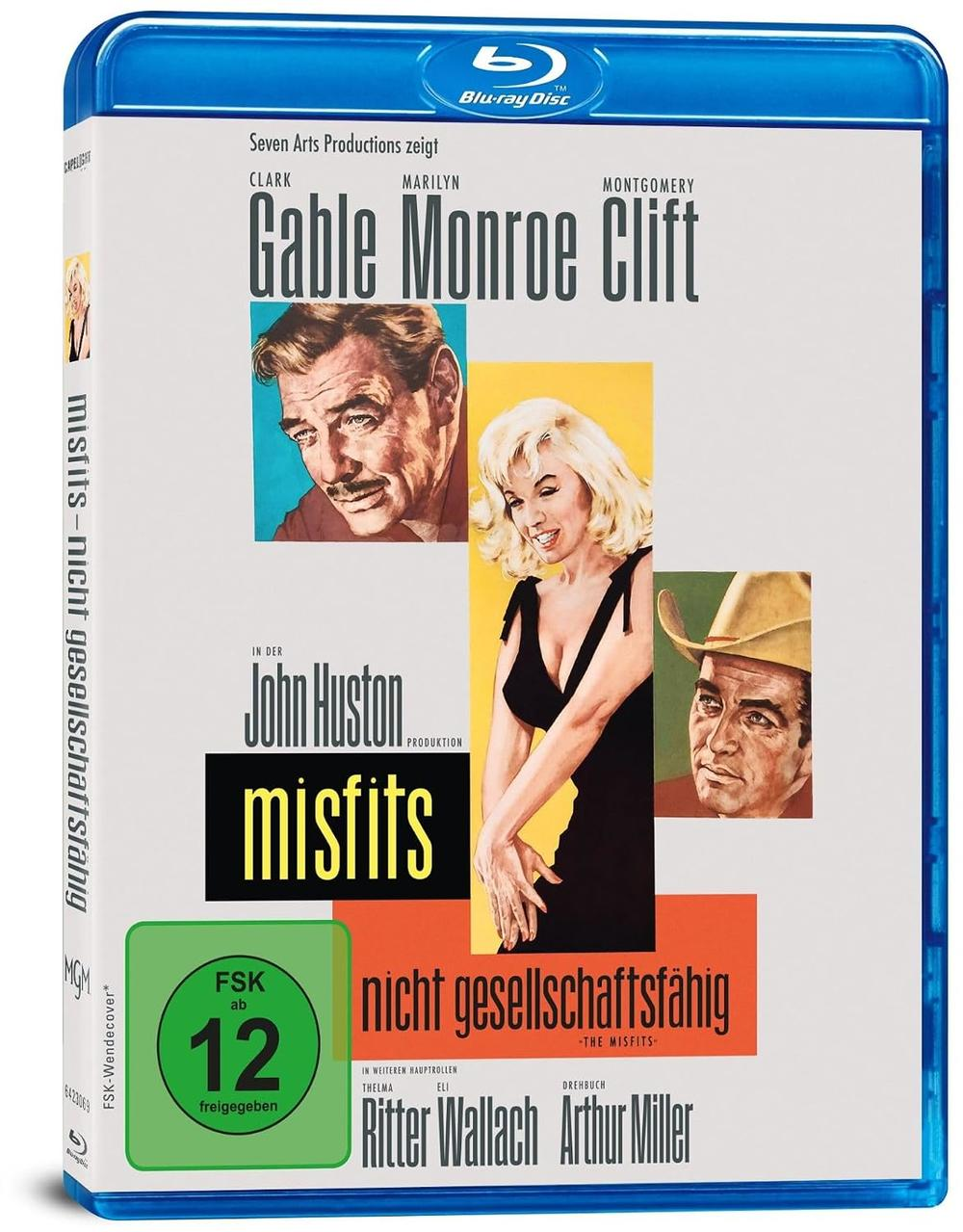 Blu-ray-Cover des Films 'Misfits' mit Clark Gable, Marilyn Monroe und Montgomery Clift.