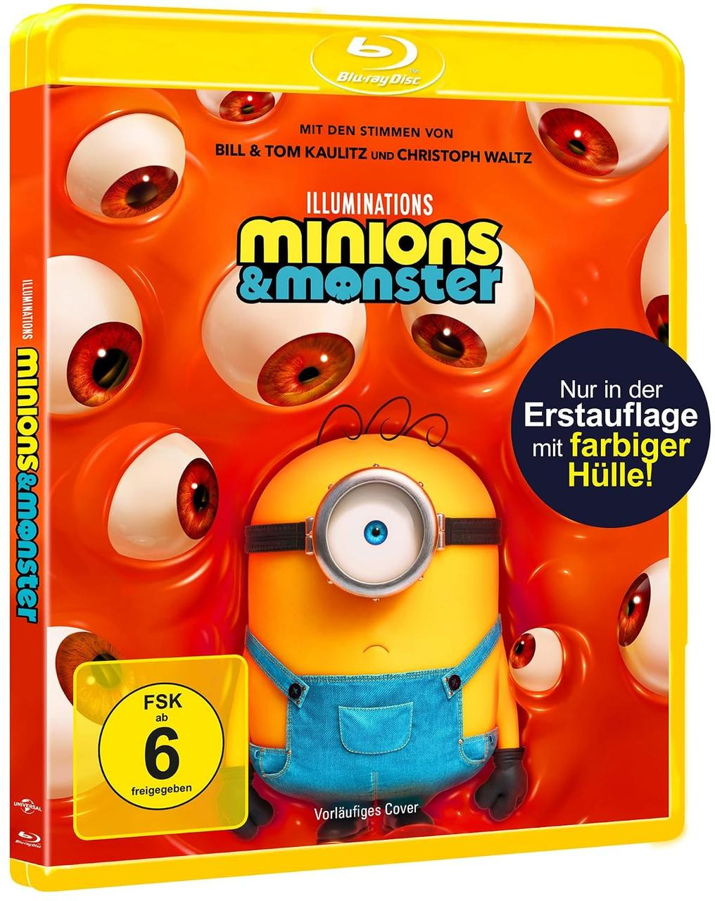 Minions und Monster Blu-ray Hülle mit einem Minion und vielen Augen im Hintergrund.