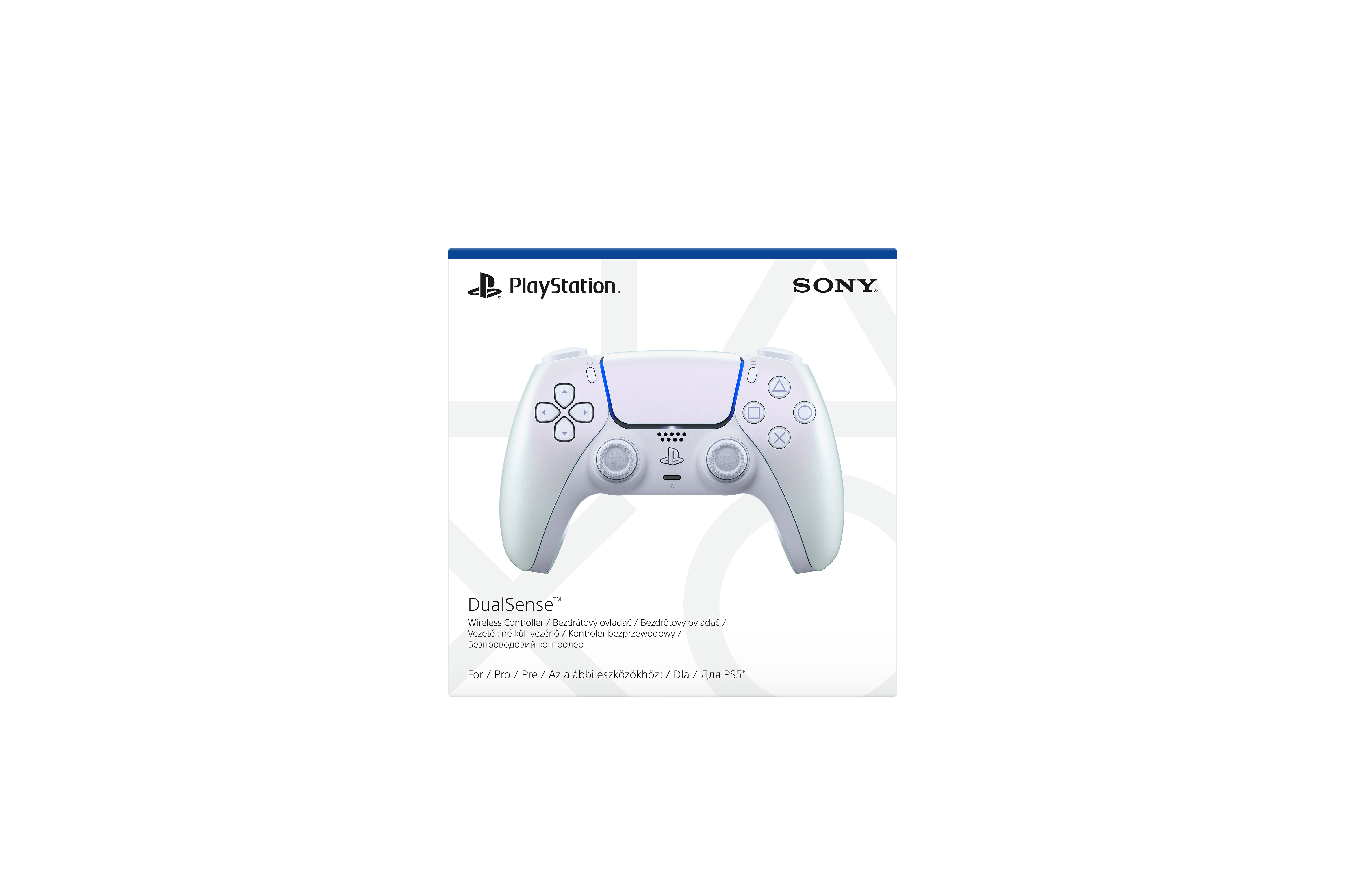 Opakowanie białego kontrolera bezprzewodowego Sony DualSense do PS5.