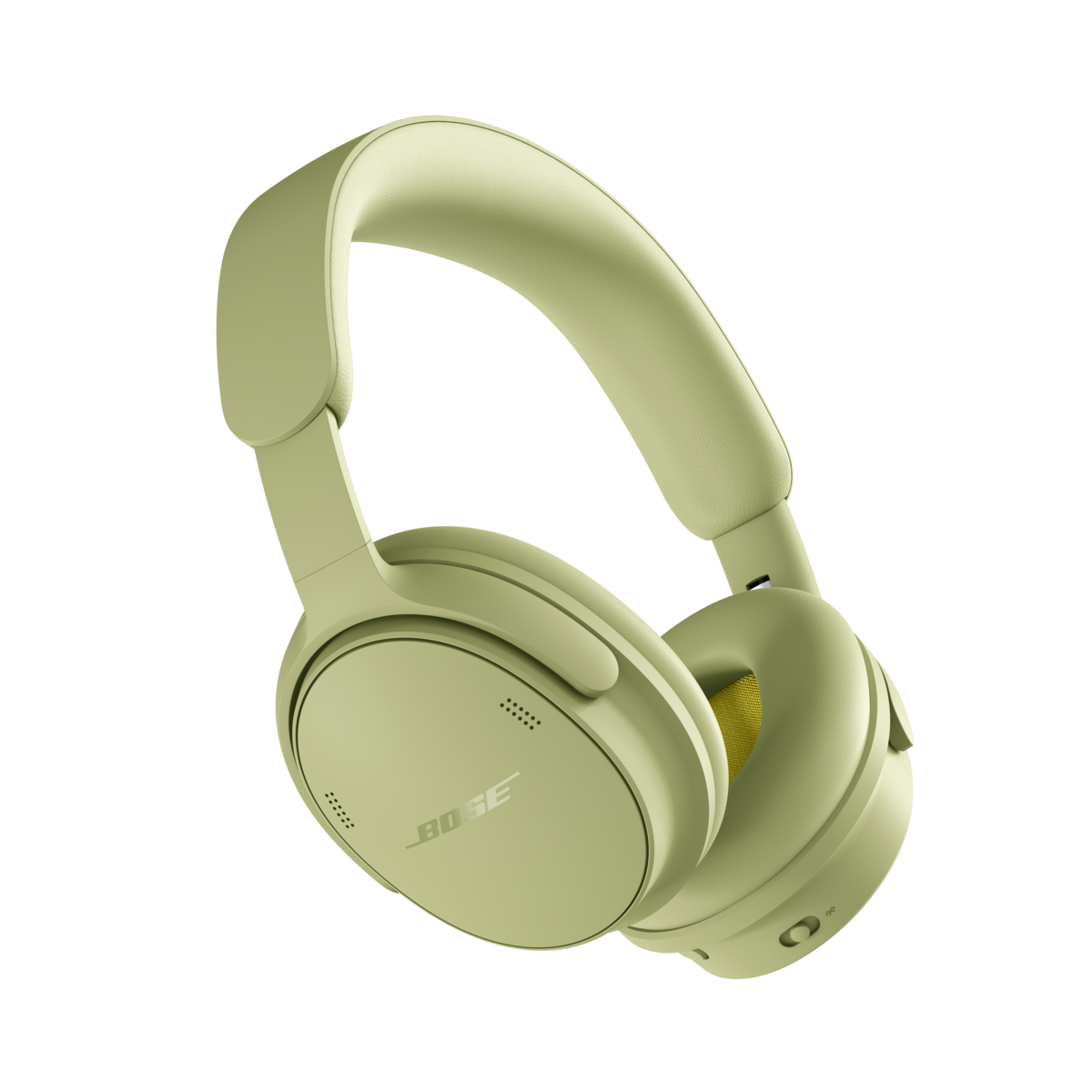 Olivgrüne Bose Over-Ear-WLAN-Kopfhörer vor einem schlichten weißen Hintergrund.