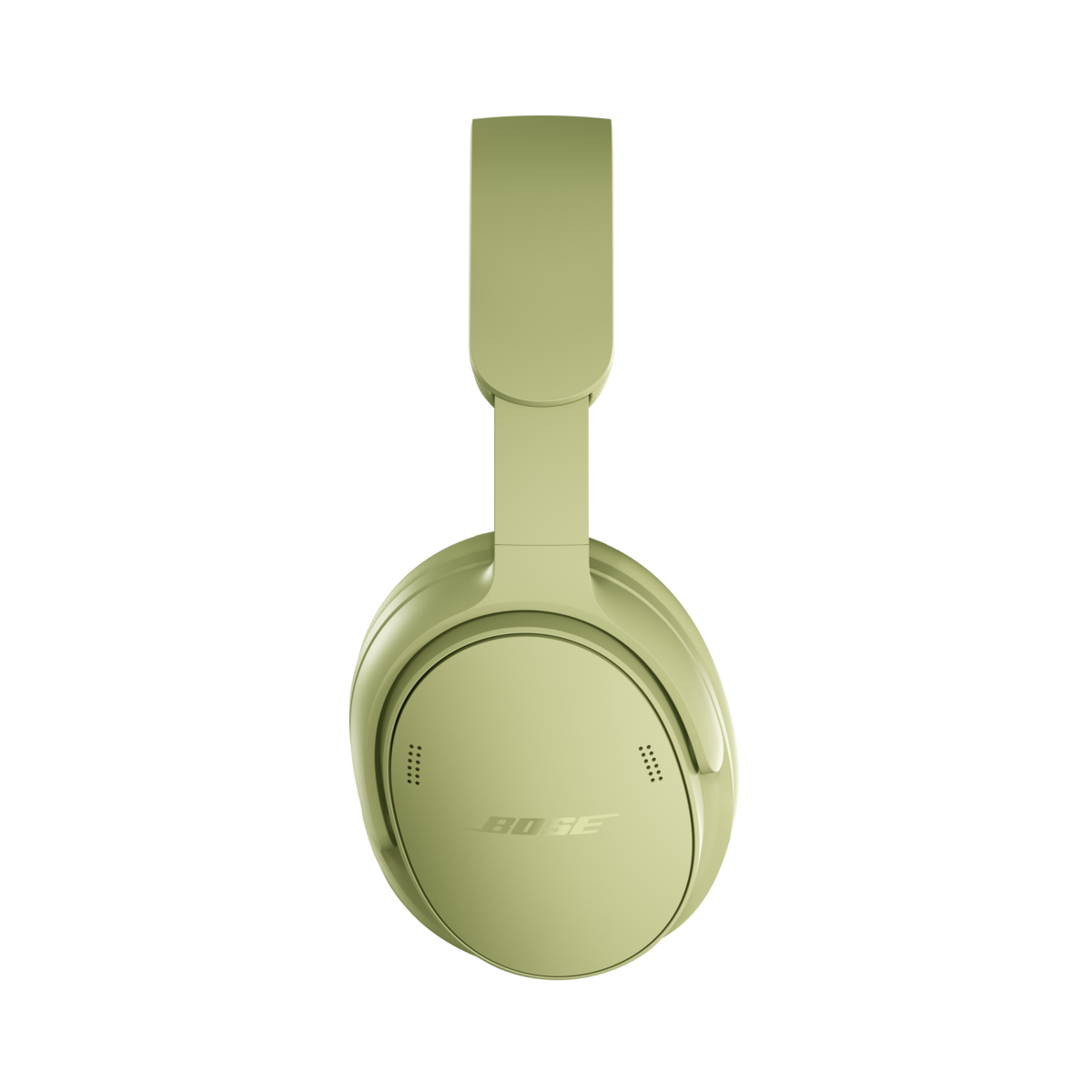 Olivegrüne kabellose Bose-Over-Ear-Kopfhörer vor weißem Hintergrund.