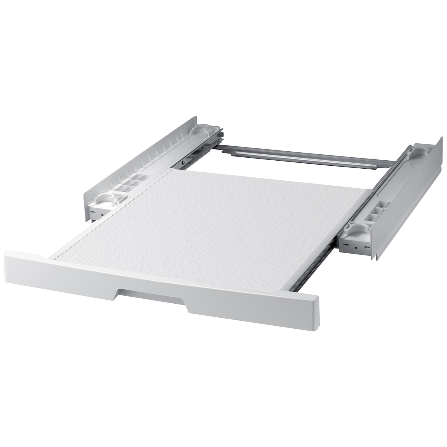 Een witte waslade met rails voor eenvoudige montage en glad oppervlak.