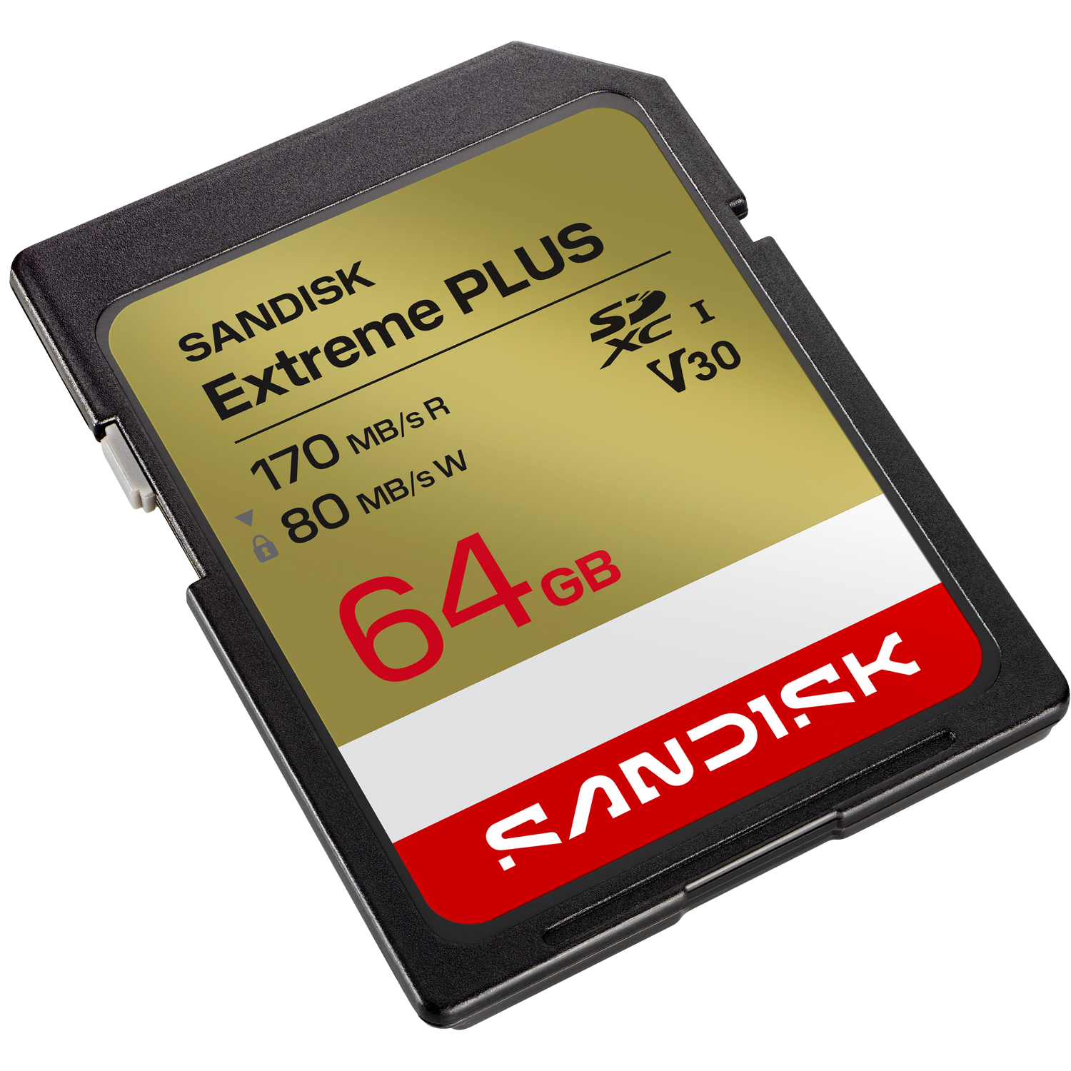 Sandisk Sdxc Extreme Plus 64gb (uhs-i V30 U3 R170 Mb/s / W80mb/s 4k Uhd) 64 Gb 80 Mbit/s