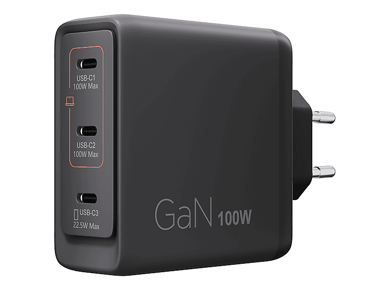 LENOVO Mulit-Port USB-C 100W GAN Ladegerät, Schwarz