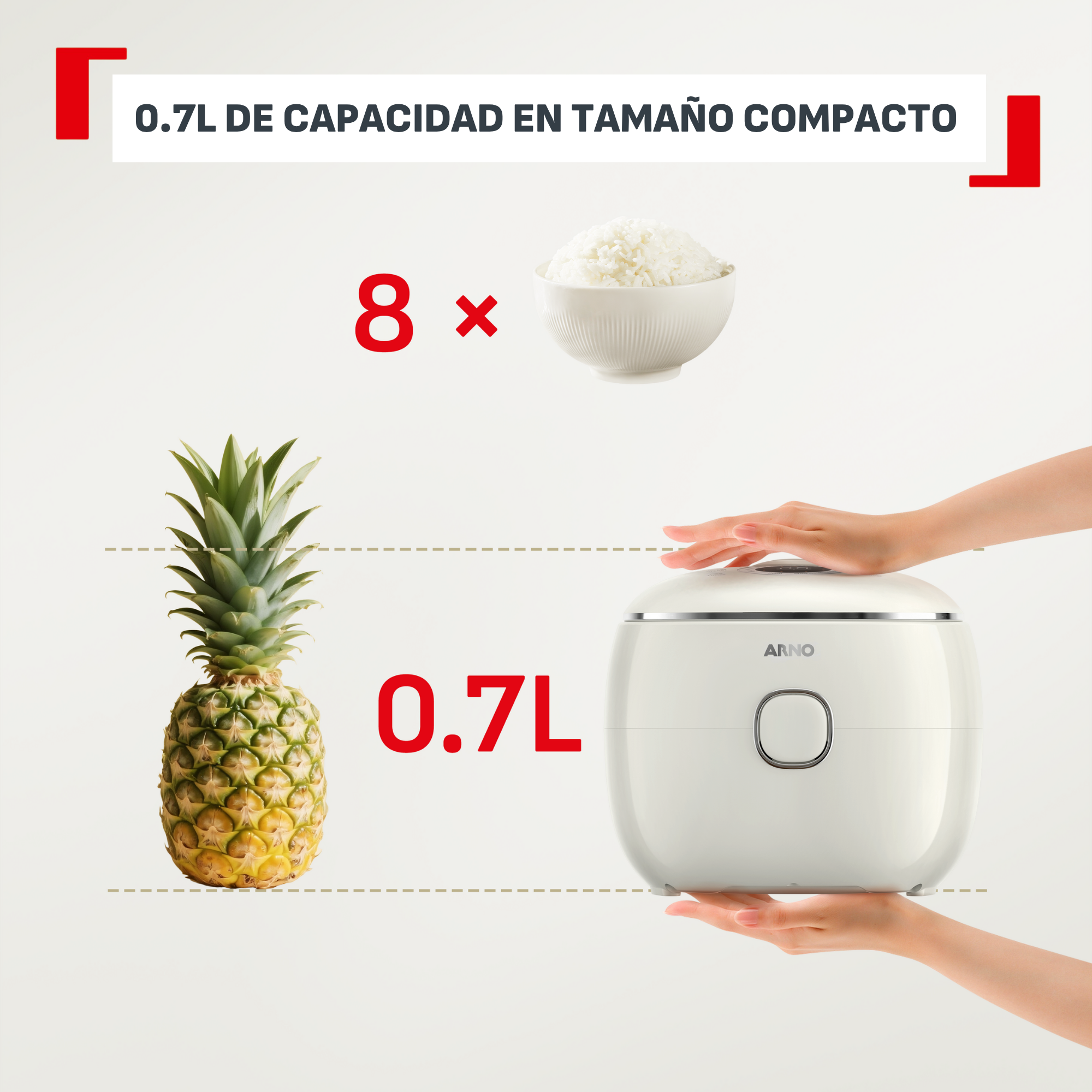 Arrocera - Tefal Multifunción POP, 0.7 L, Hasta 4 raciones,  Tecnología Smart  NFC, Compacta, Bol Antiadherente,  Cesta vaporera, 8 programas, Blanco
