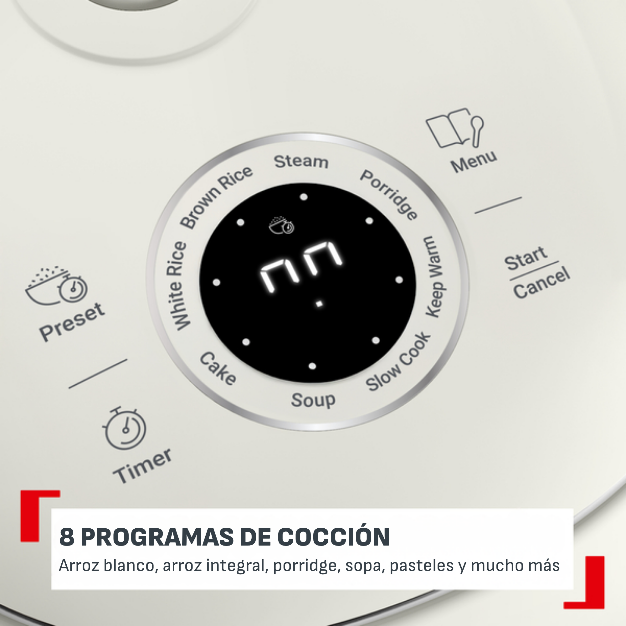 Arrocera - Tefal Multifunción POP, 0.7 L, Hasta 4 raciones,  Tecnología Smart  NFC, Compacta, Bol Antiadherente,  Cesta vaporera, 8 programas, Blanco