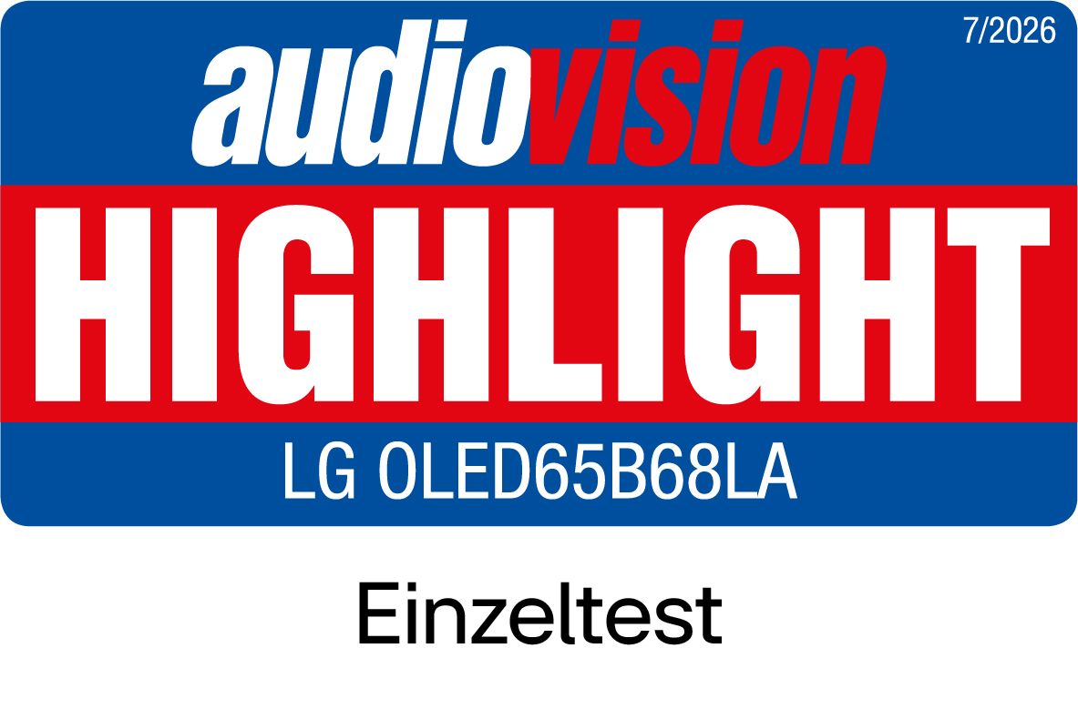 Audiovision Highlight Logo für LG OLED65B68LA mit dem Text Einzeltest.