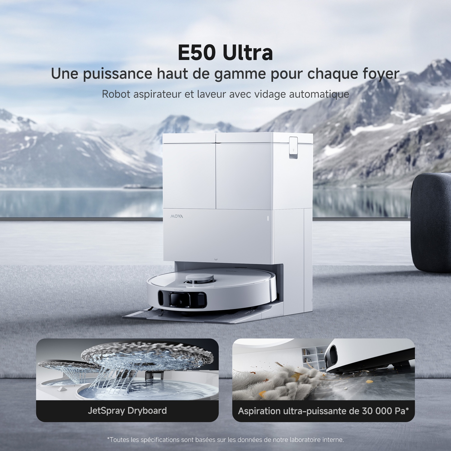 MOVA E50 Ultra - Aspirateur robot - Avec Fonction serpillère - Blanc