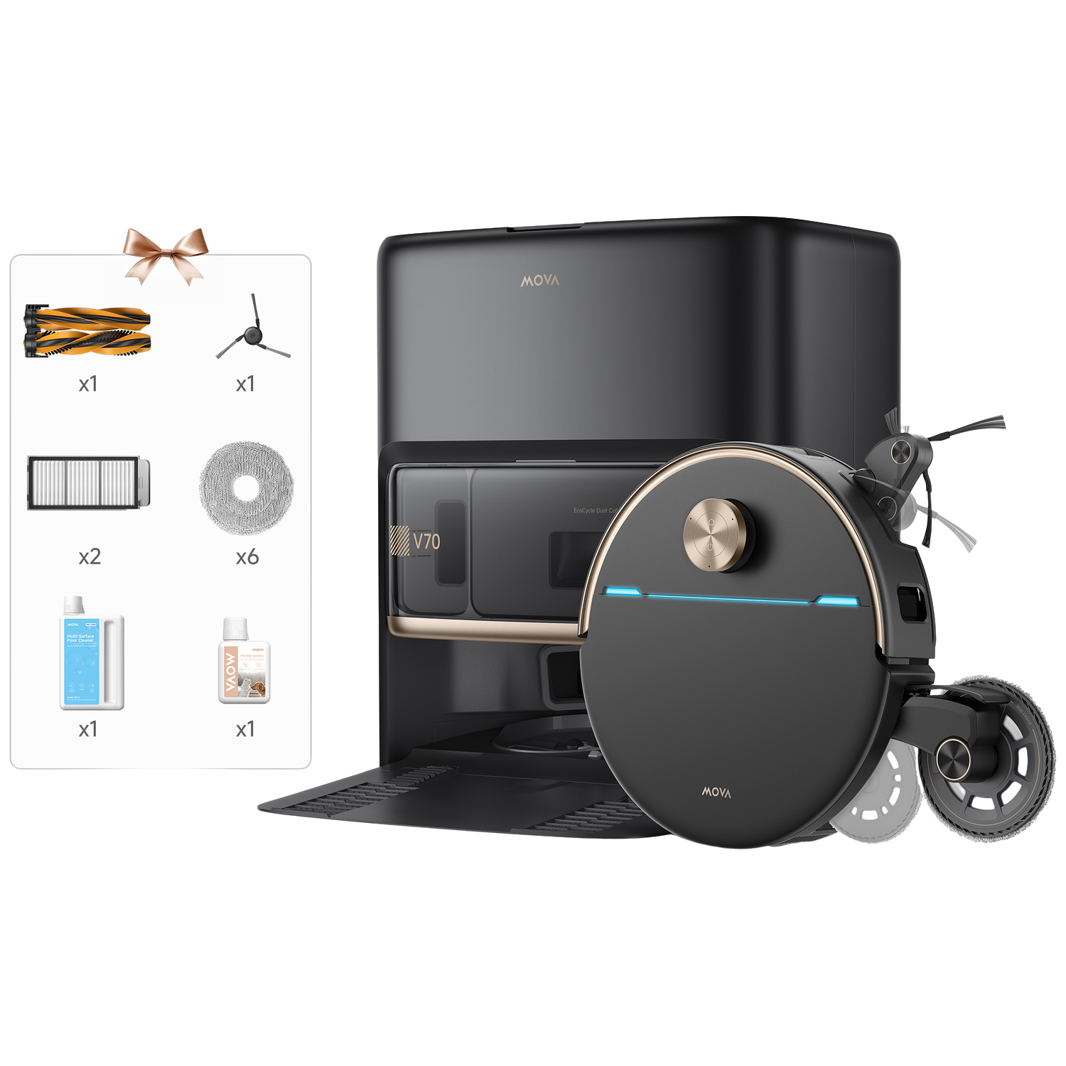 MOVA V70 Ultra Complete Trans - Robotstofzuiger - Met Dweilfunctie - 40000 Pa - Zwart