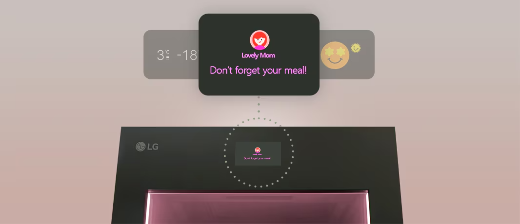 LG készülék értesítést mutat Lovely Mom-tól: Don't forget your meal!