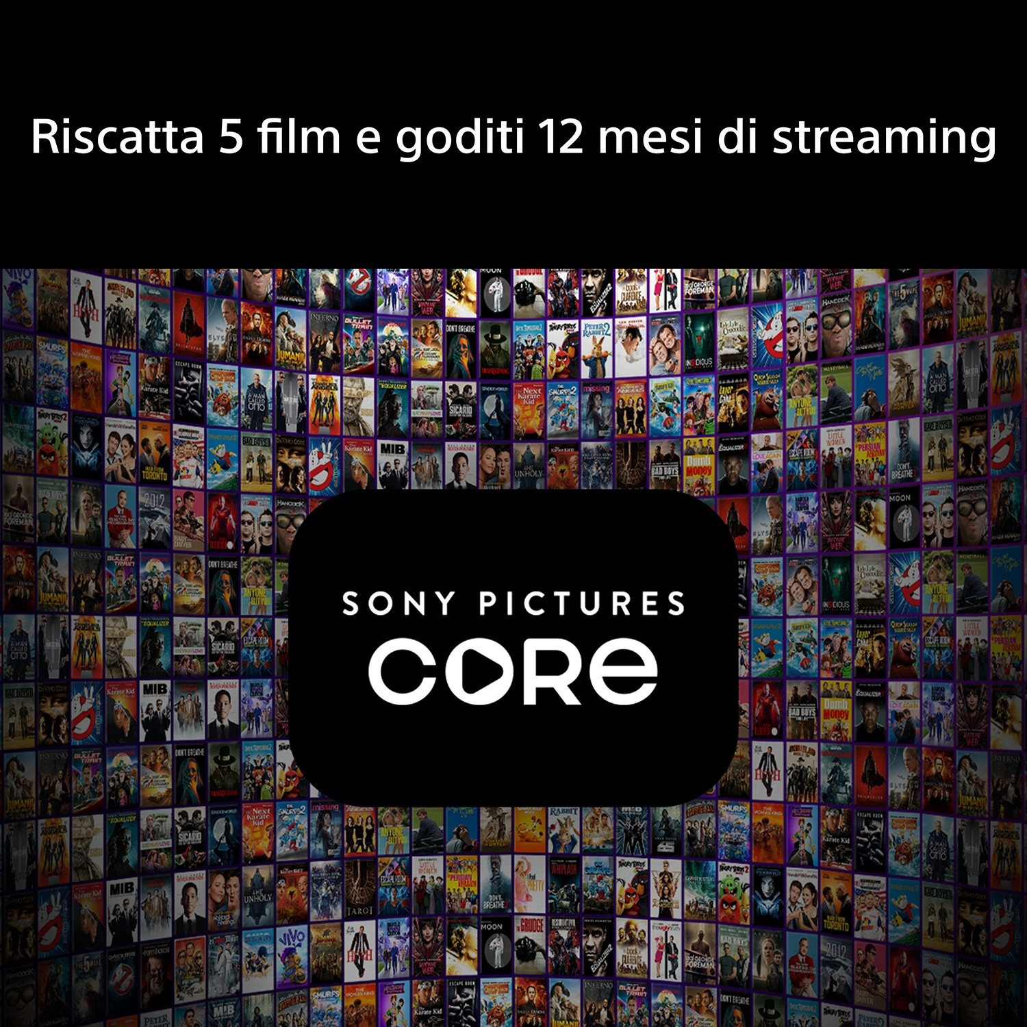 Logo di Sony Pictures Core davanti a una parete di locandine cinematografiche.