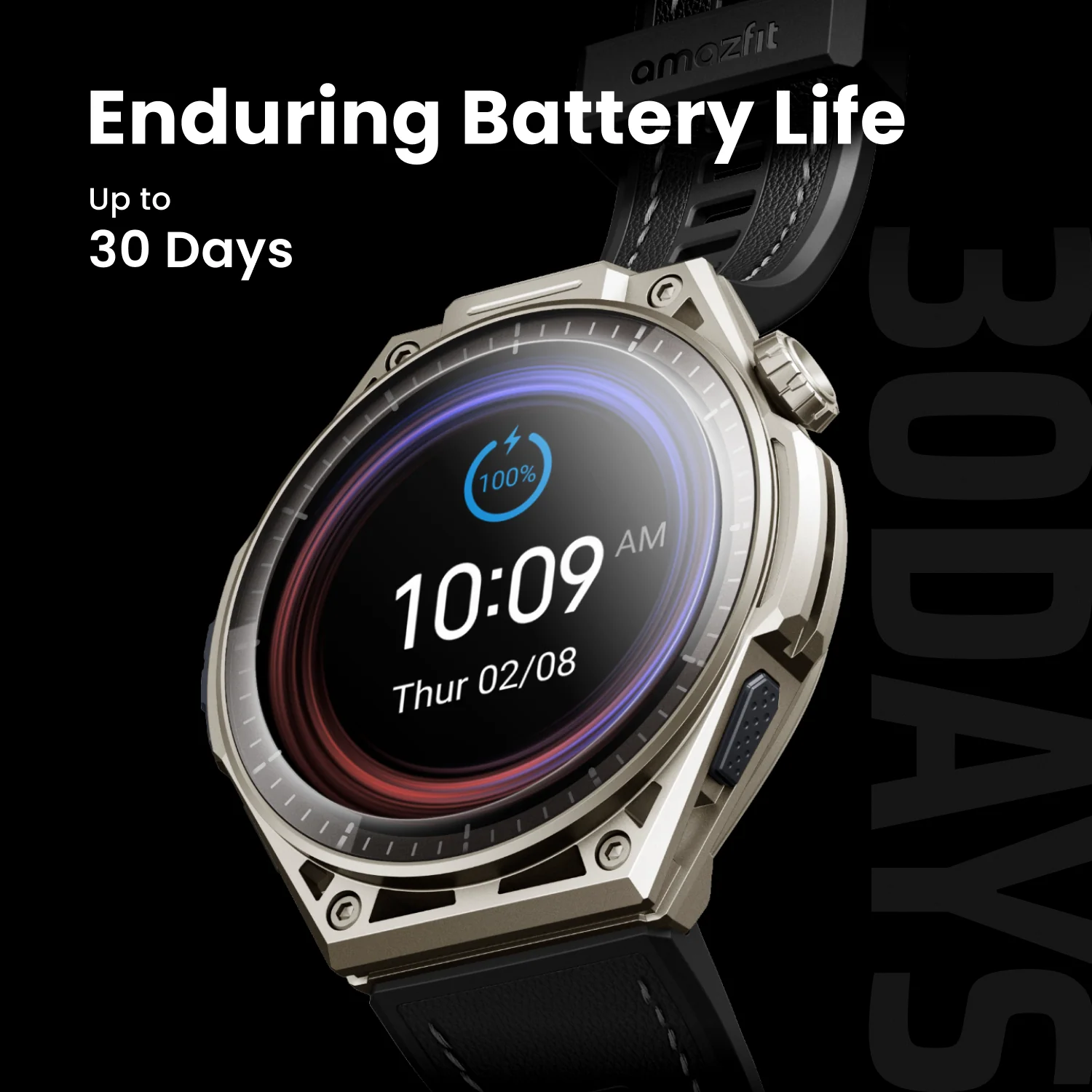 AMAZFIT Balance Ultra Smartwatch Titan Grad 5, Kunststoff Schwarz: Kunstleder & Silikon, Schwarz & Terra: Silikon, 140 - 210 mm, Titan
