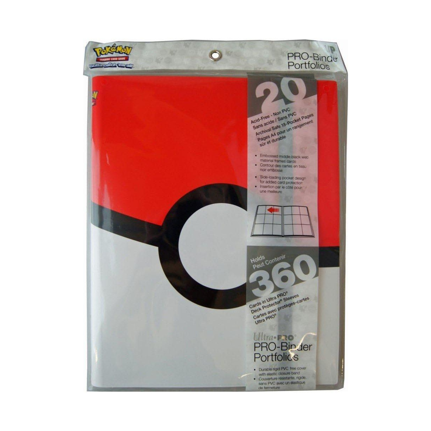 Un raccoglitore PRO sigillato per 360 carte Pokémon con design Pokéball.