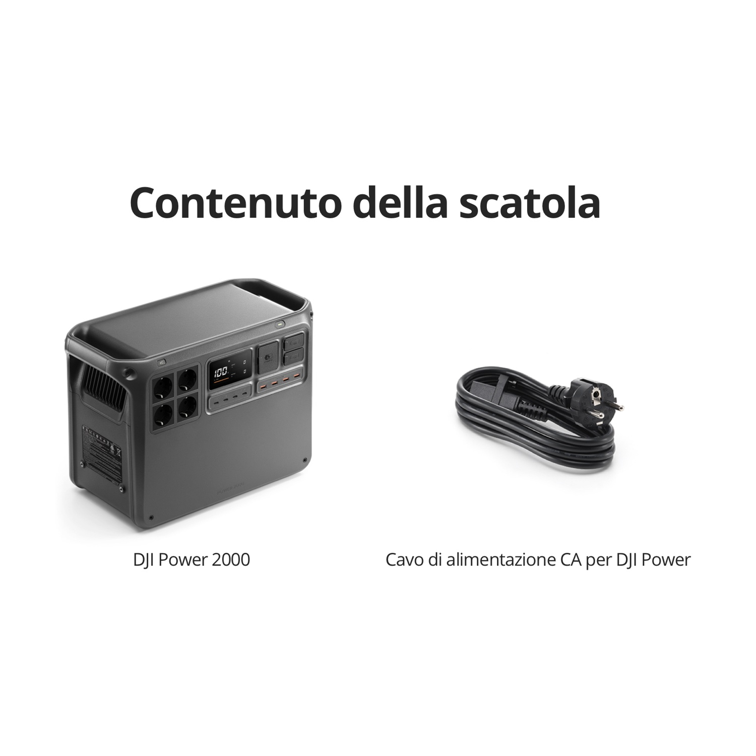 DJI Power 2000 e cavo di alimentazione CA.