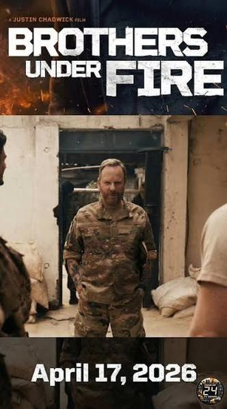 Filmposter zu Brothers Under Fire, mit einem Soldaten in Tarnkleidung und dem Veröffentlichungsdatum 17. April 2026.