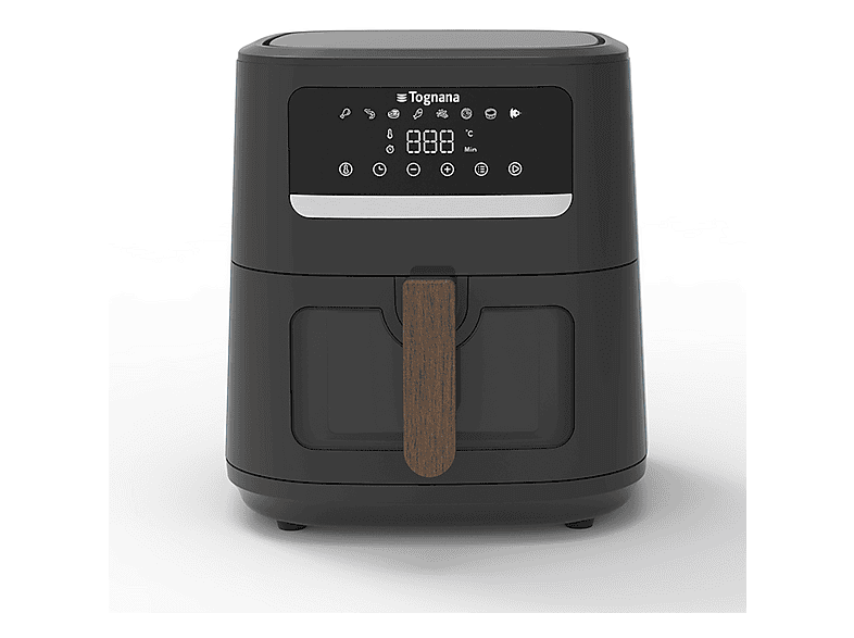 TOGNANA Friggitrice ad aria 8 L, IRIDEA, 2000W FRIGGITRICE AD ARIA, capacità l, Max potenza 2000 W, programmi, da 80 °C a 200 °C, Nero