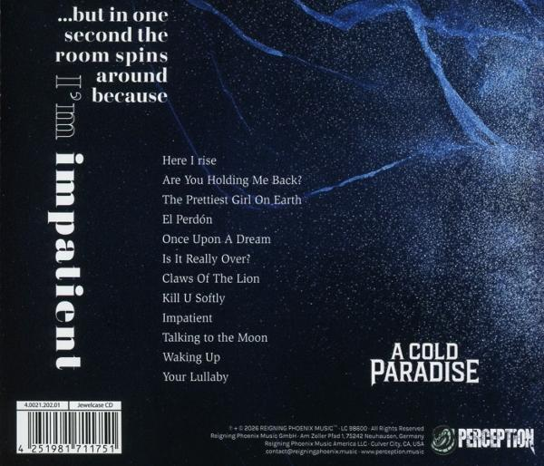 Rückseite eines CD-Covers mit Titelliste, blauer Hintergrund.