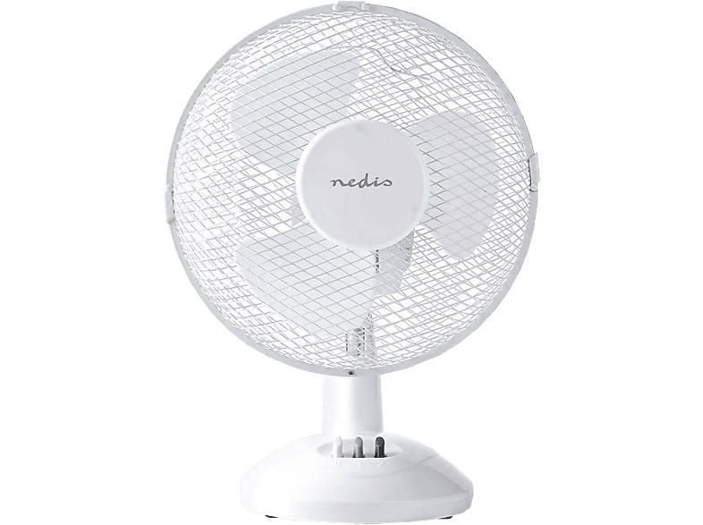 Nedis FNTB10CWT23 Tischventilator Weiß (22 Watt, schwenkbar, 2 Geschwindigkeitsstufen)