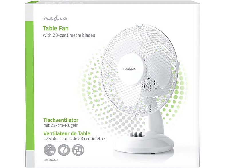 Nedis FNTB10CWT23 Tischventilator Weiß (22 Watt, schwenkbar, 2 Geschwindigkeitsstufen) — Foto 4 von 5