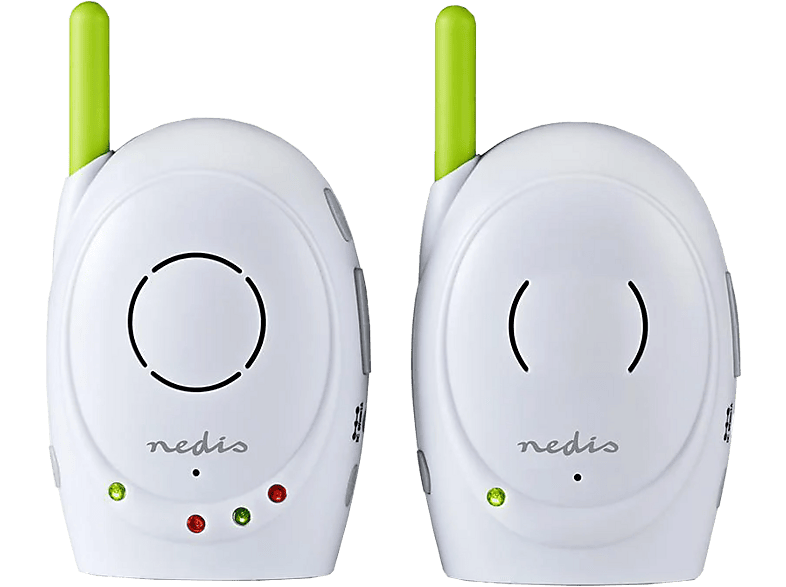 Nedis BAMO110AUWT Babyphone, FHSS (Frequency-Hopping Spread Spectrum), Mit Rückruffunktion, Batteriebetrieben/Netzstromversorgung, Weiß/Grün