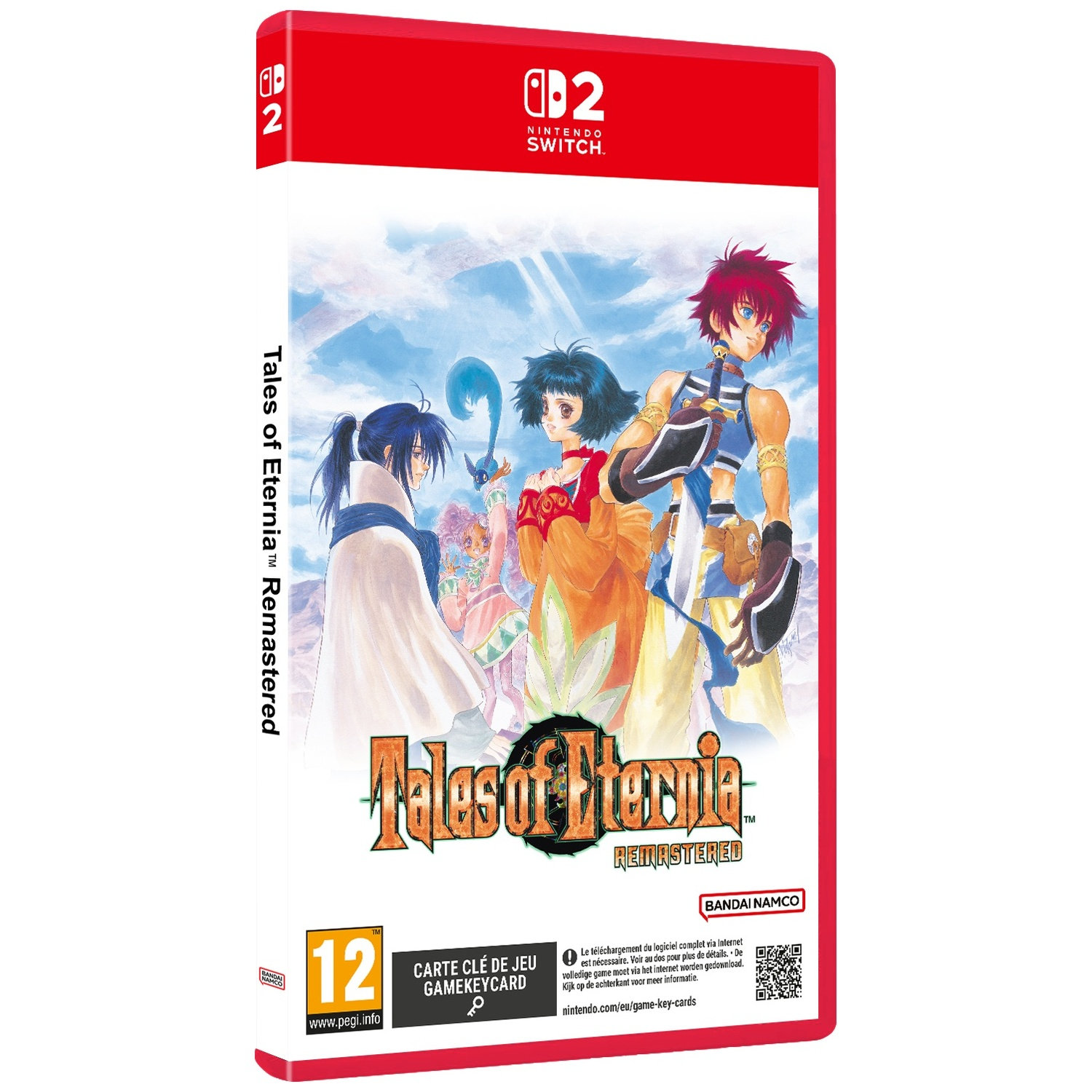 Nintendo Switch hoesje voor Tales of Eternia Remastered met vier anime-stijl personages en PEGI 12.