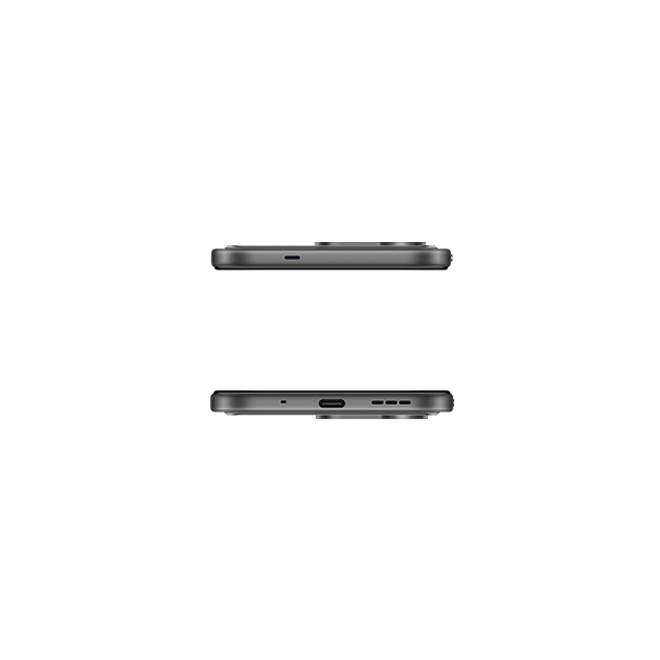 Siyah arka planda USB-C bağlantı noktasını, mikrofonu ve hoparlörü gösteren siyah akıllı telefonun üst ve alt yanları.