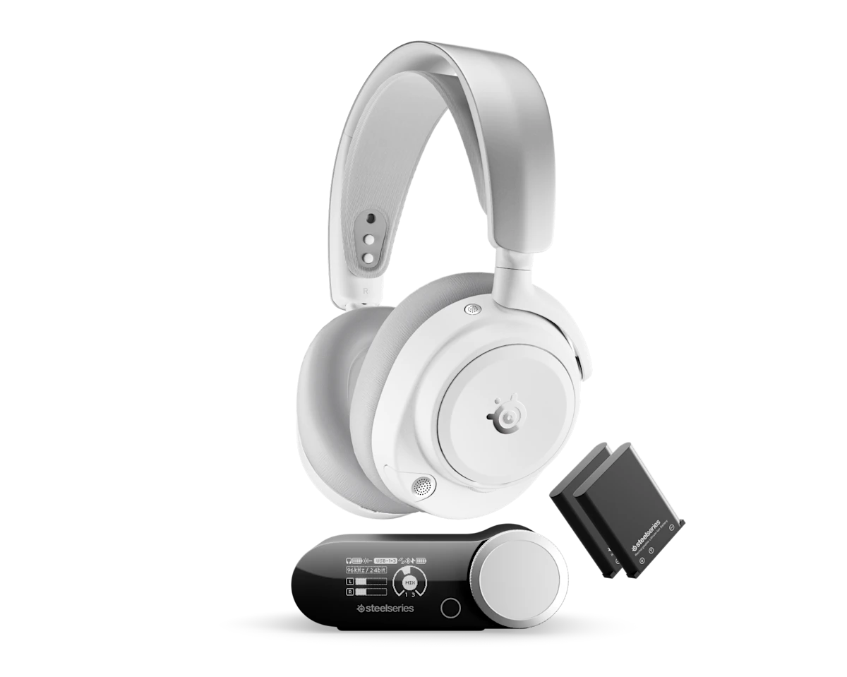 STEELSERIES Arctis Nova Pro Omni vezeték nélküli fejhallgató mikrofonnal, 2,4GHz+BT+3xUSB, fehér (61727)