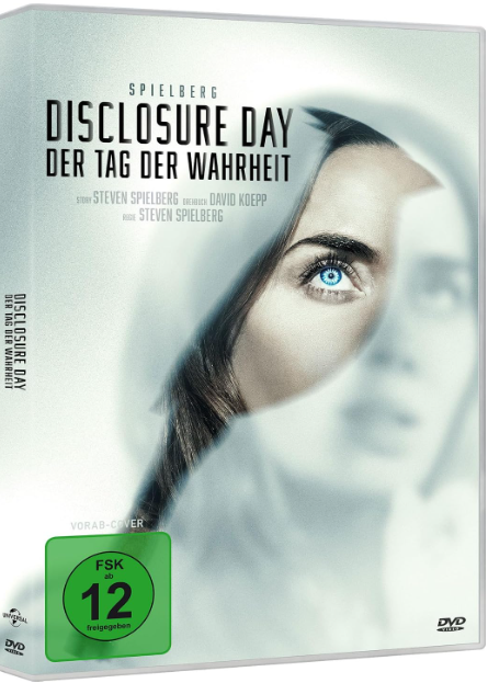 DVD-Hülle von 'Disclosure Day - Der Tag der Wahrheit' mit einer Frau und einem blauen Auge im Vordergrund.