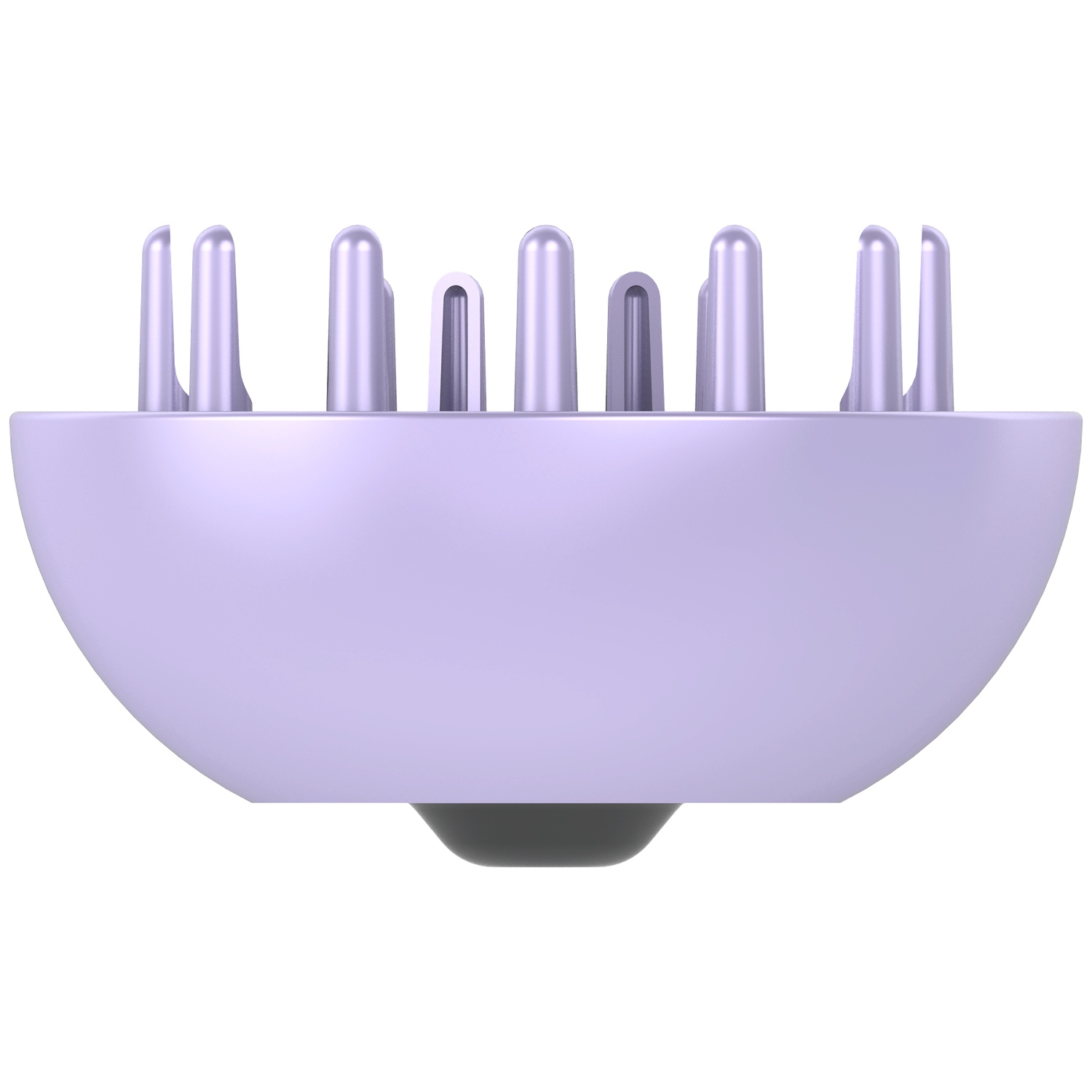 Un diffuseur de cheveux violet avec des dents pointant vers le haut.