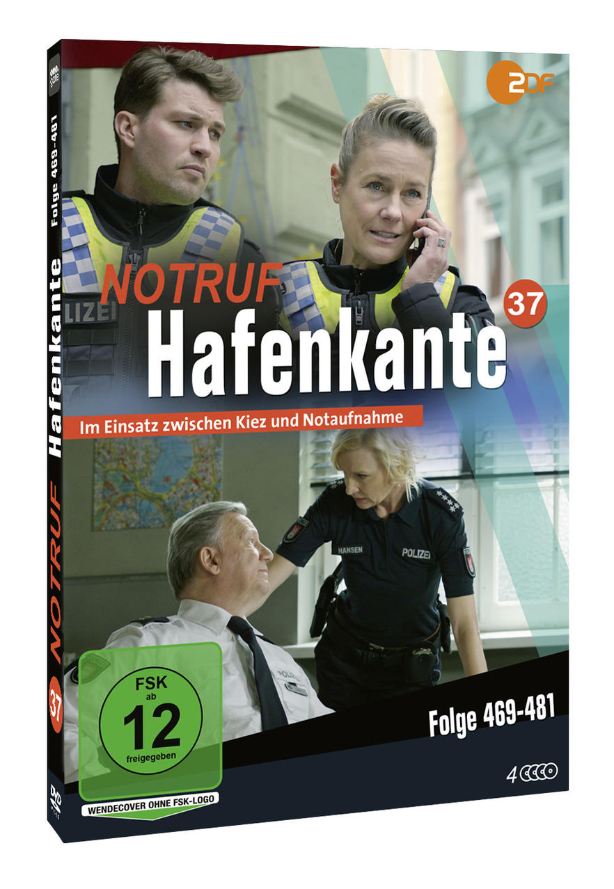 DVD-Cover von Notruf Hafenkante mit Polizeibeamten und Text.