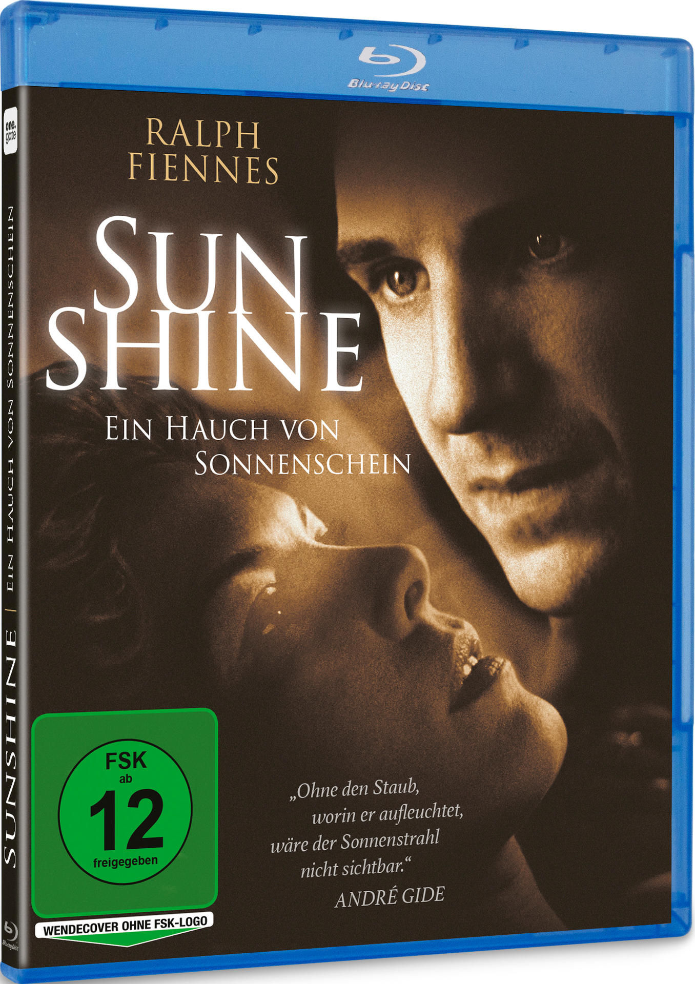 Blu-ray-Hülle des Films "Sunshine" mit Ralph Fiennes und einer Frau im warmen Licht, FSK-12-Logo.