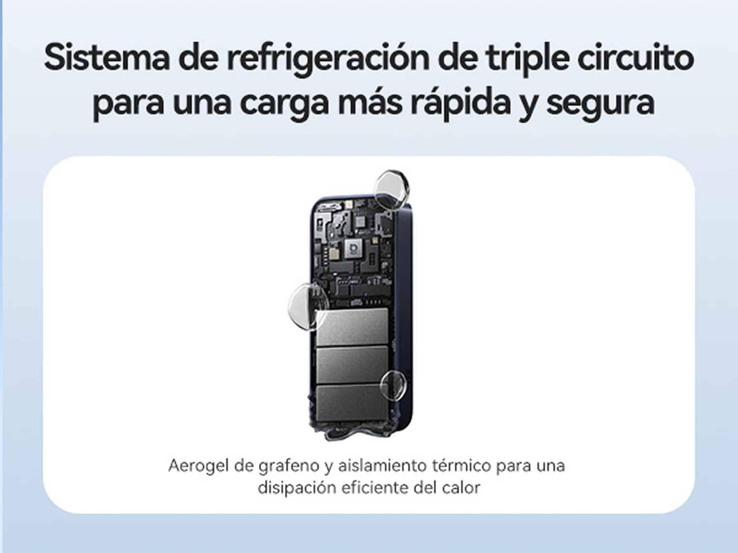 Estructura interna de un dispositivo mostrando componentes de refrigeración con texto en español.