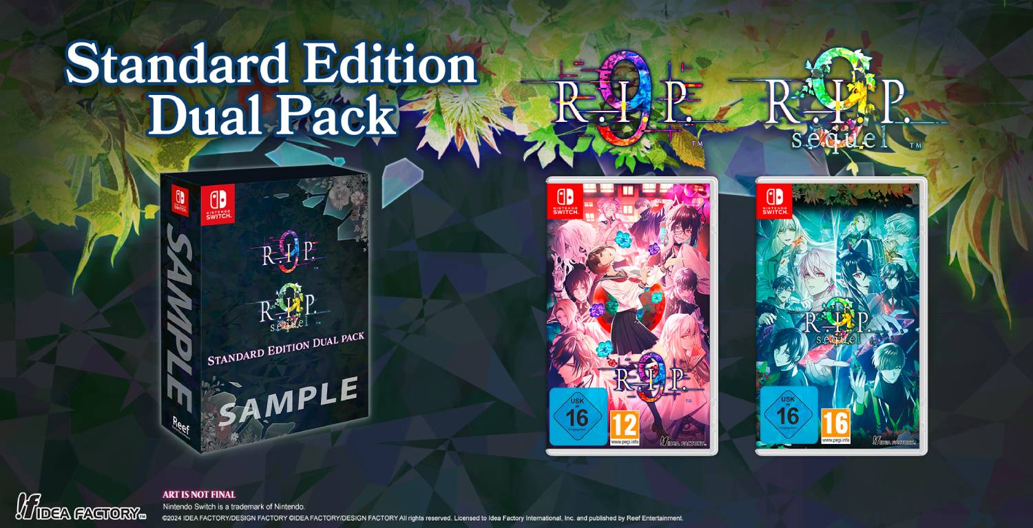 Paquete doble de la Edición Estándar con dos juegos de Nintendo Switch sobre fondo floral.