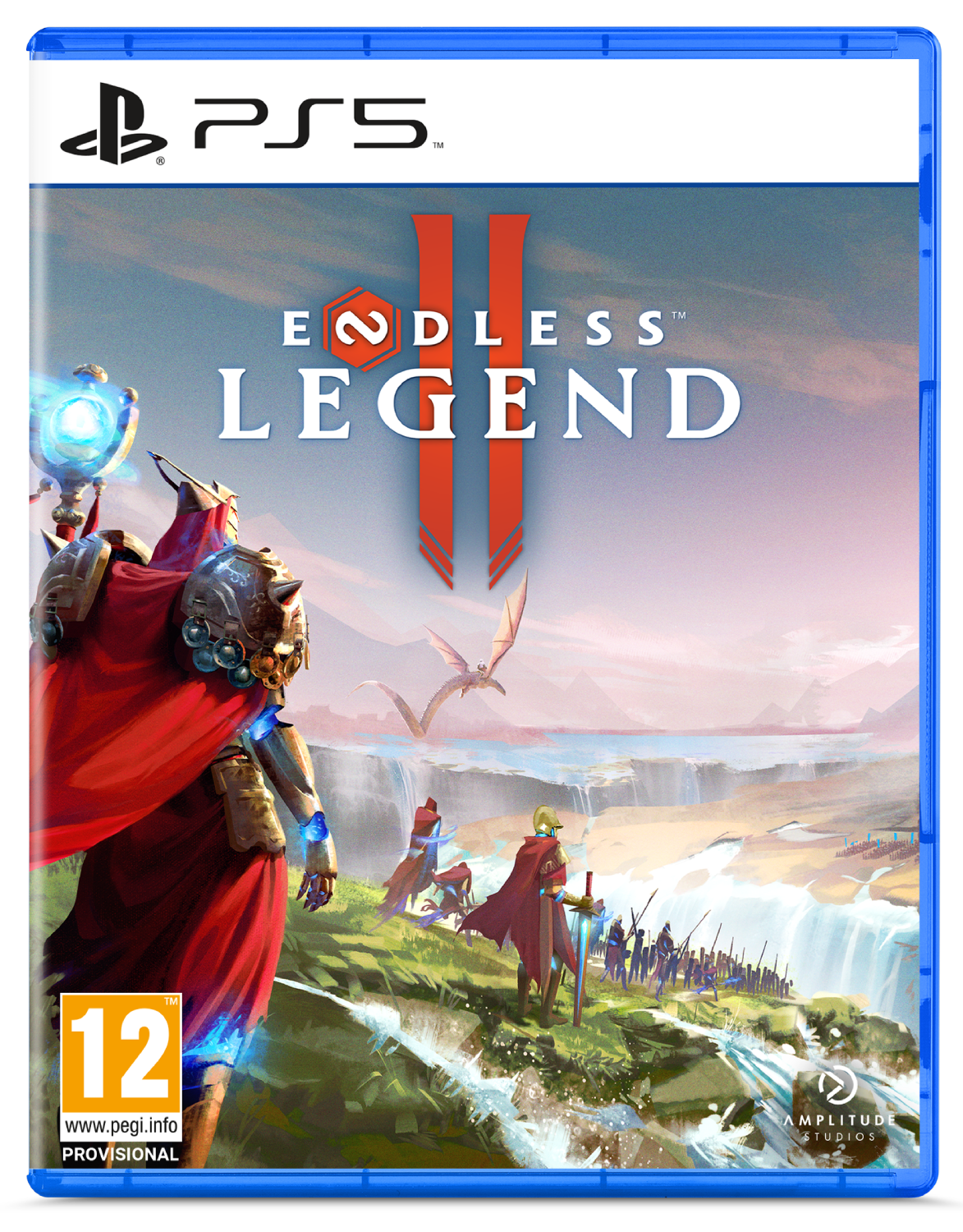 Carátula de PS5 de Endless Legend 2 con un guerrero de fantasía y tropas frente a un paisaje.