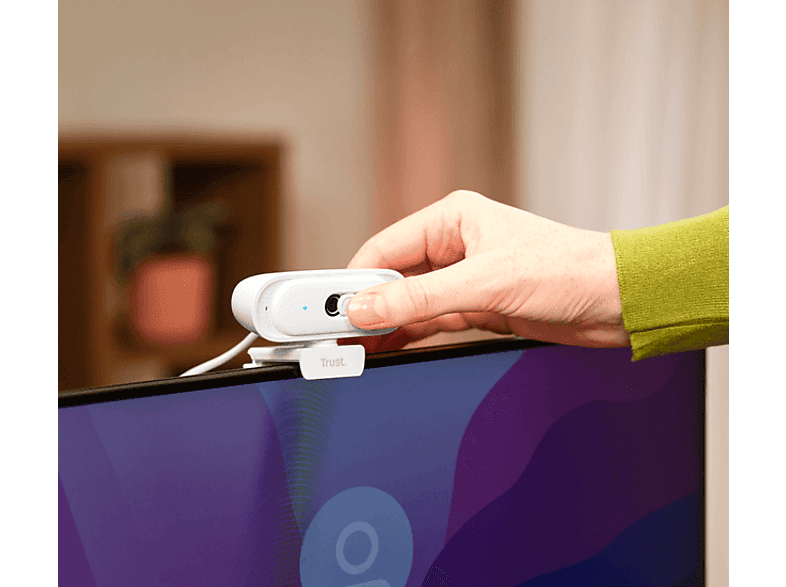 Webcam - Trust Tomar QHD 2K, 2560 x 1440 Píxeles, Micrófono, Obturador de privacidad, Blanco – imagen 2
