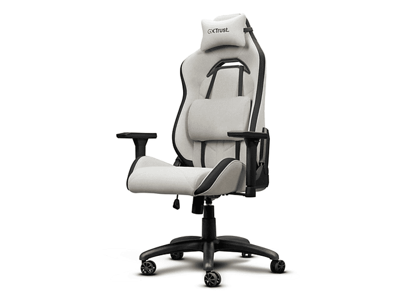 Silla gaming - Trust GXT723 Ruya, Reposabrazos 3D, Respaldo ajustable, Hasta 150 kg, 5 ruedas, Beige