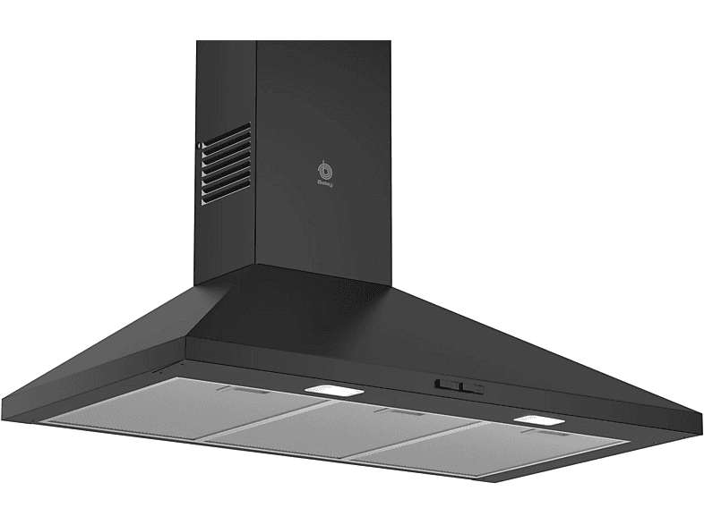 Campana decorativa - Balay 3BC695MN, 3 niveles de potencia, 588 m³/h, Iluminación LED, 90 cm, Negro