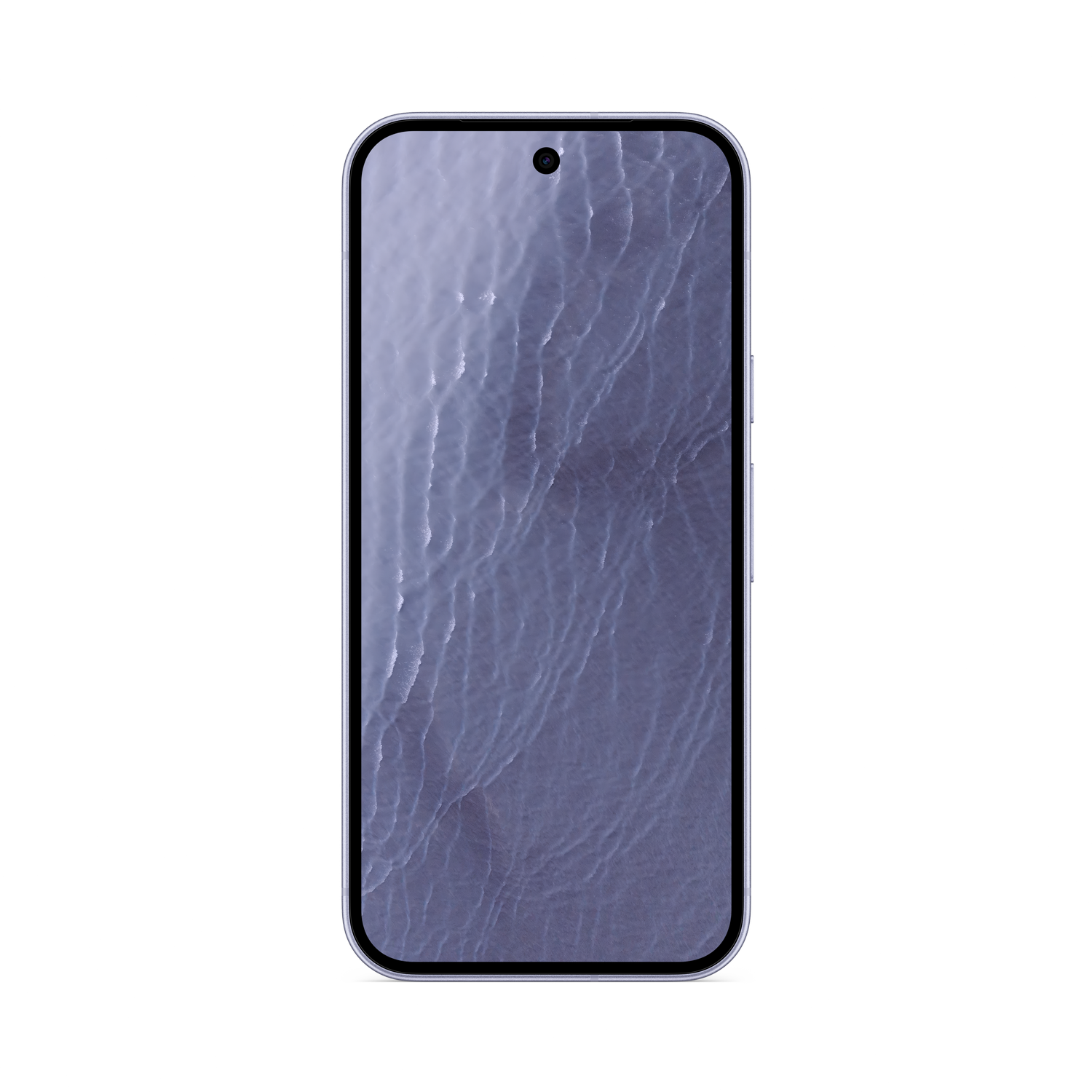 Un teléfono inteligente muestra un fondo de pantalla con ondas de agua sobre un fondo negro.