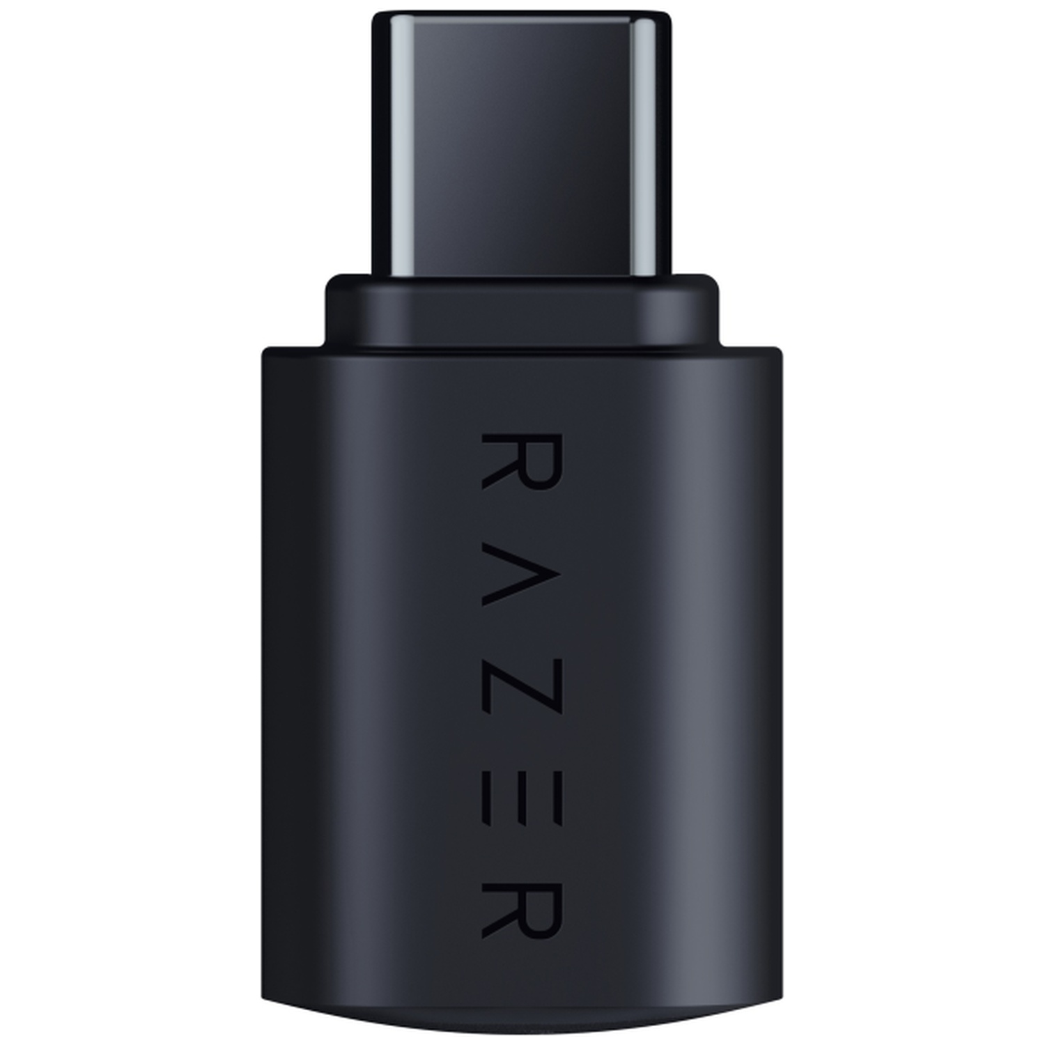 A black Razer USB-C adapter against a light background.