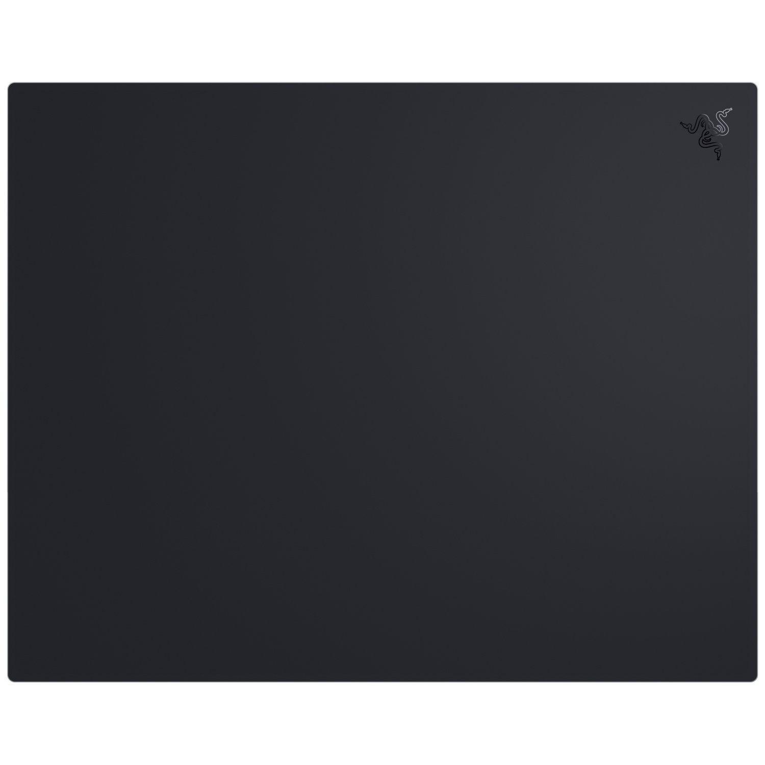 Een zwarte muismat met het Razer-logo in de rechterbovenhoek.