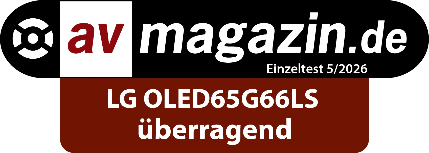 AV-Magazin.de Logo mit LG OLED65G66LS überragend Auszeichnung.