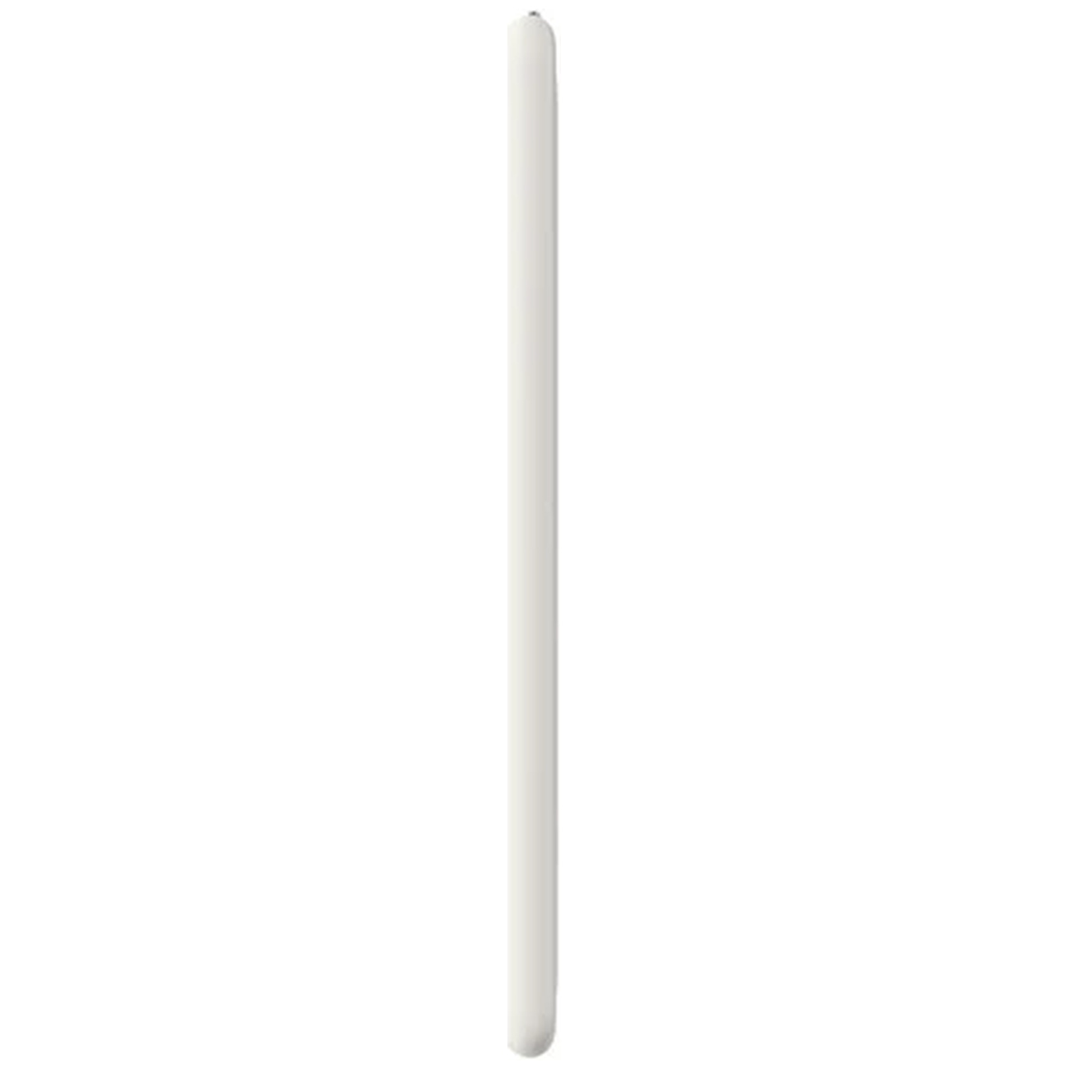 Un objet blanc et cylindrique sur fond blanc.