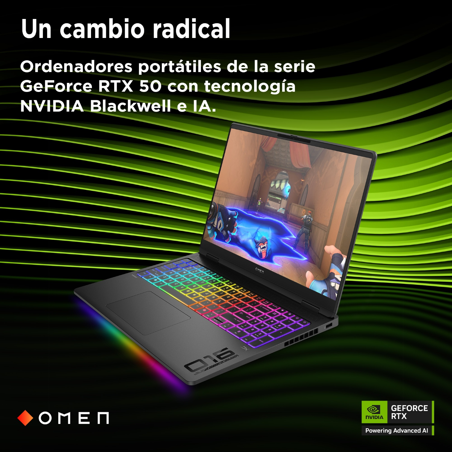 Un cambio radical. Ordenadores portátiles de la serie GeForce RTX 50 con tecnología NVIDIA Blackwell e IA.