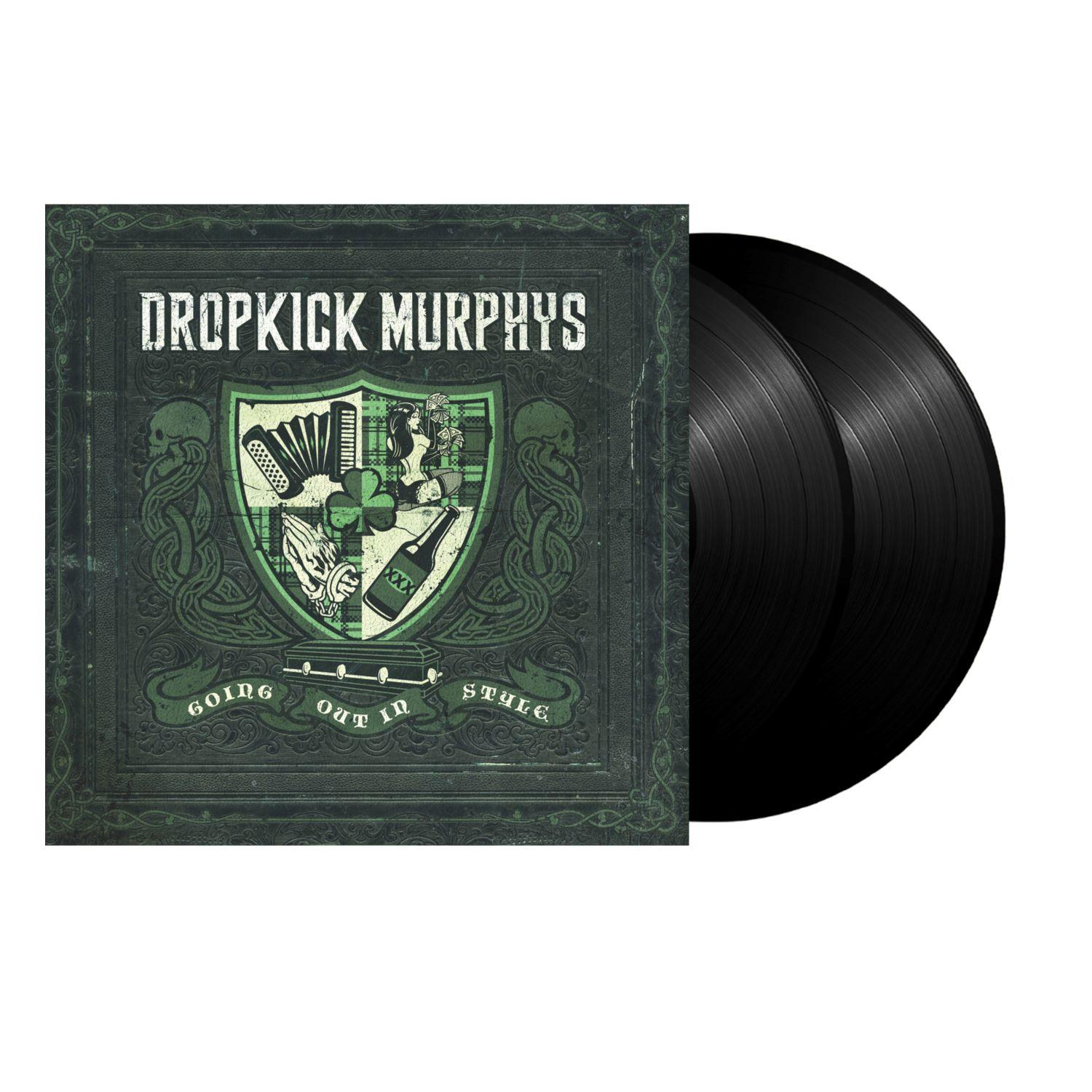 Dropkick Murphys Vinyl-Albumhülle Going Out In Style und zwei schwarze Schallplatten.