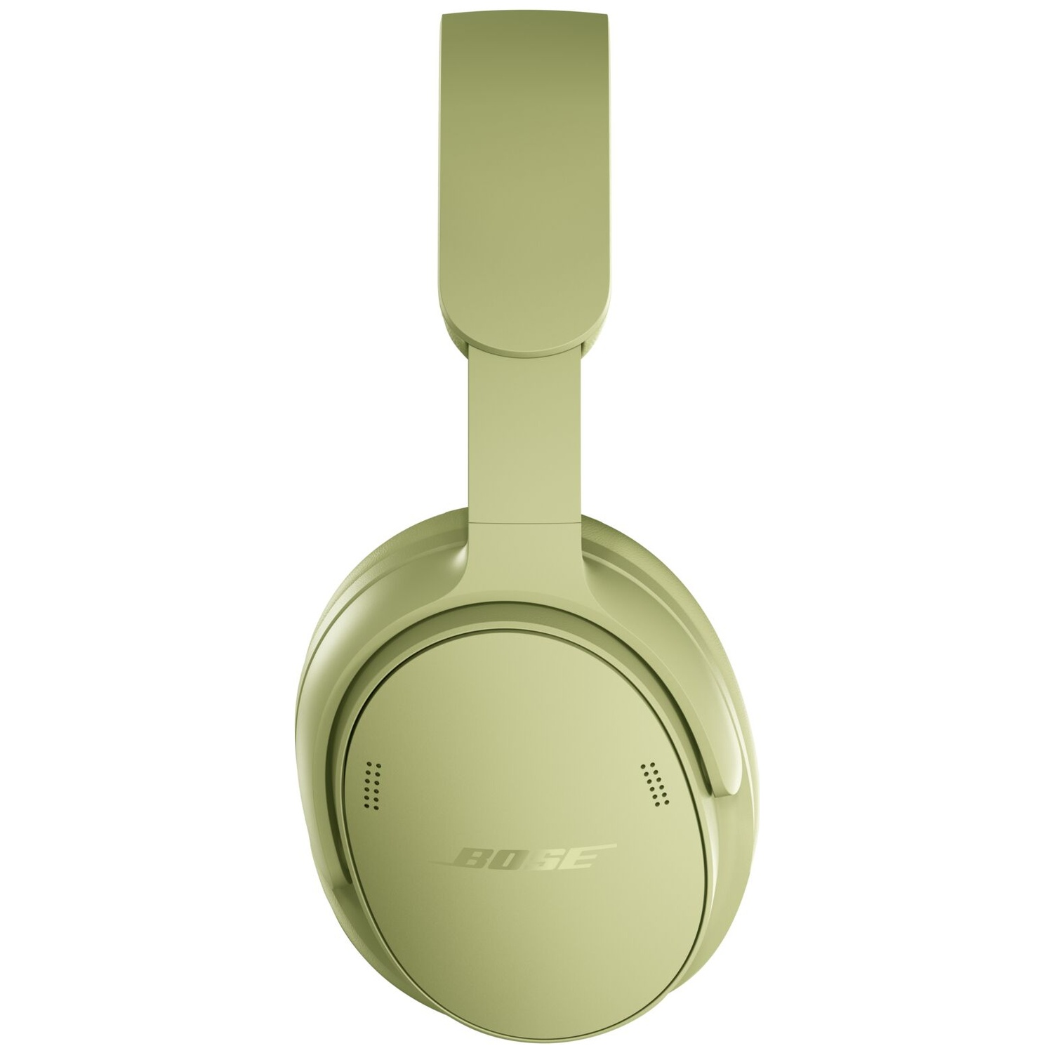 Olive green Bose over-ear wireless headphones against a white background.