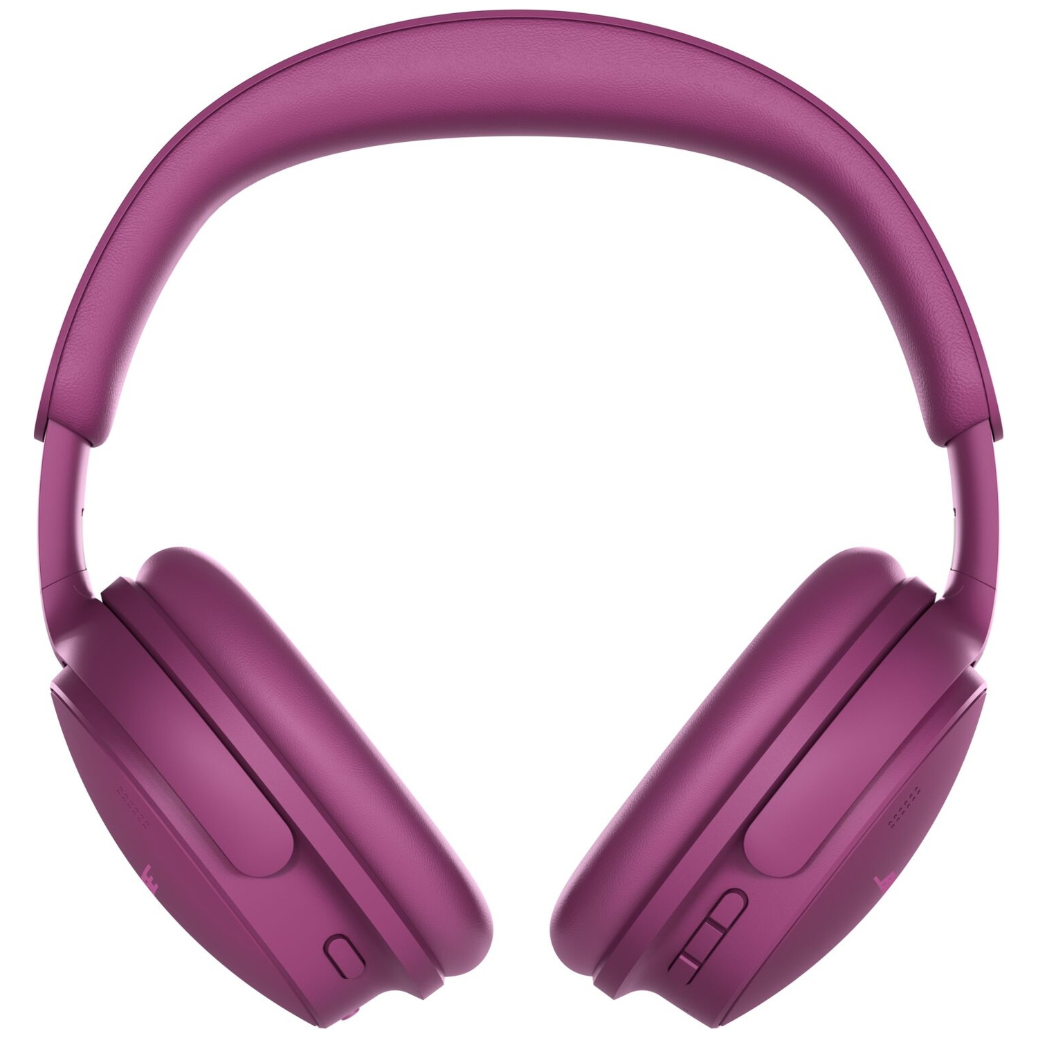 Purple over-ear headphones with a padded headband and ear cups on a white background.