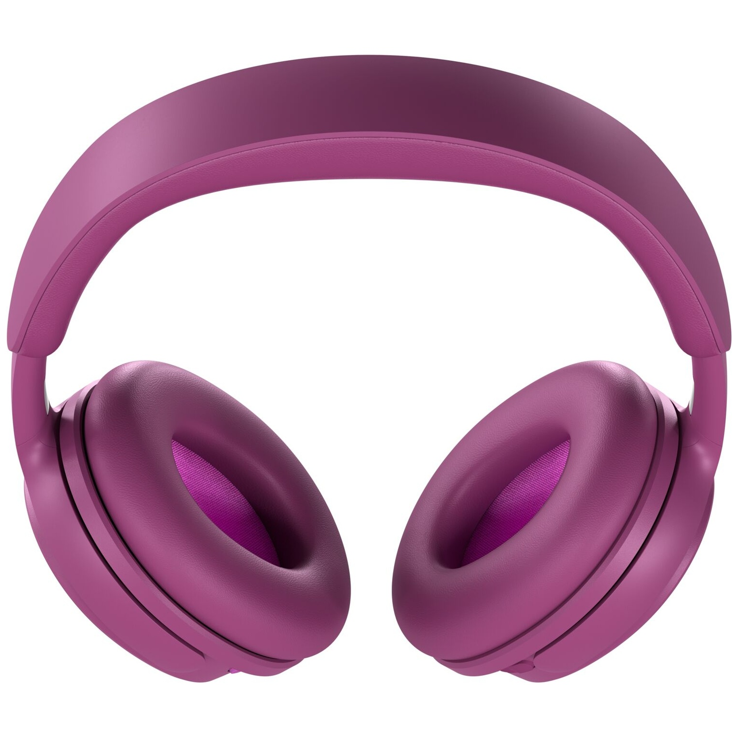 Purple over-ear headphones with thick padded ear cups against a white background.